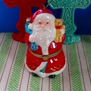 Mr. Christmas - Santa Music Box Ornament with Hinge, Jingle Bells, Holidays